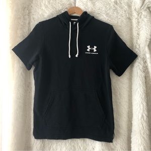 Under Armour Rival Black Short Sleeve Hoodie mens size small EUC